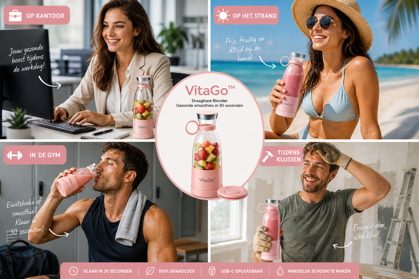 VitaGo™ | Draagbare Blender voor Gezonde Smoothies in 30 Seconden